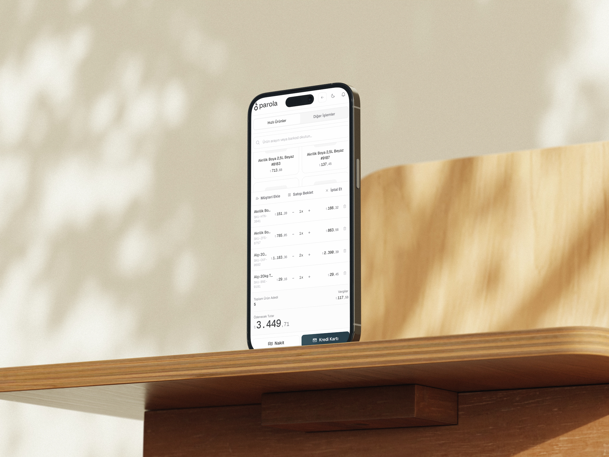 Parola iPhone hızlı satış uygulaması