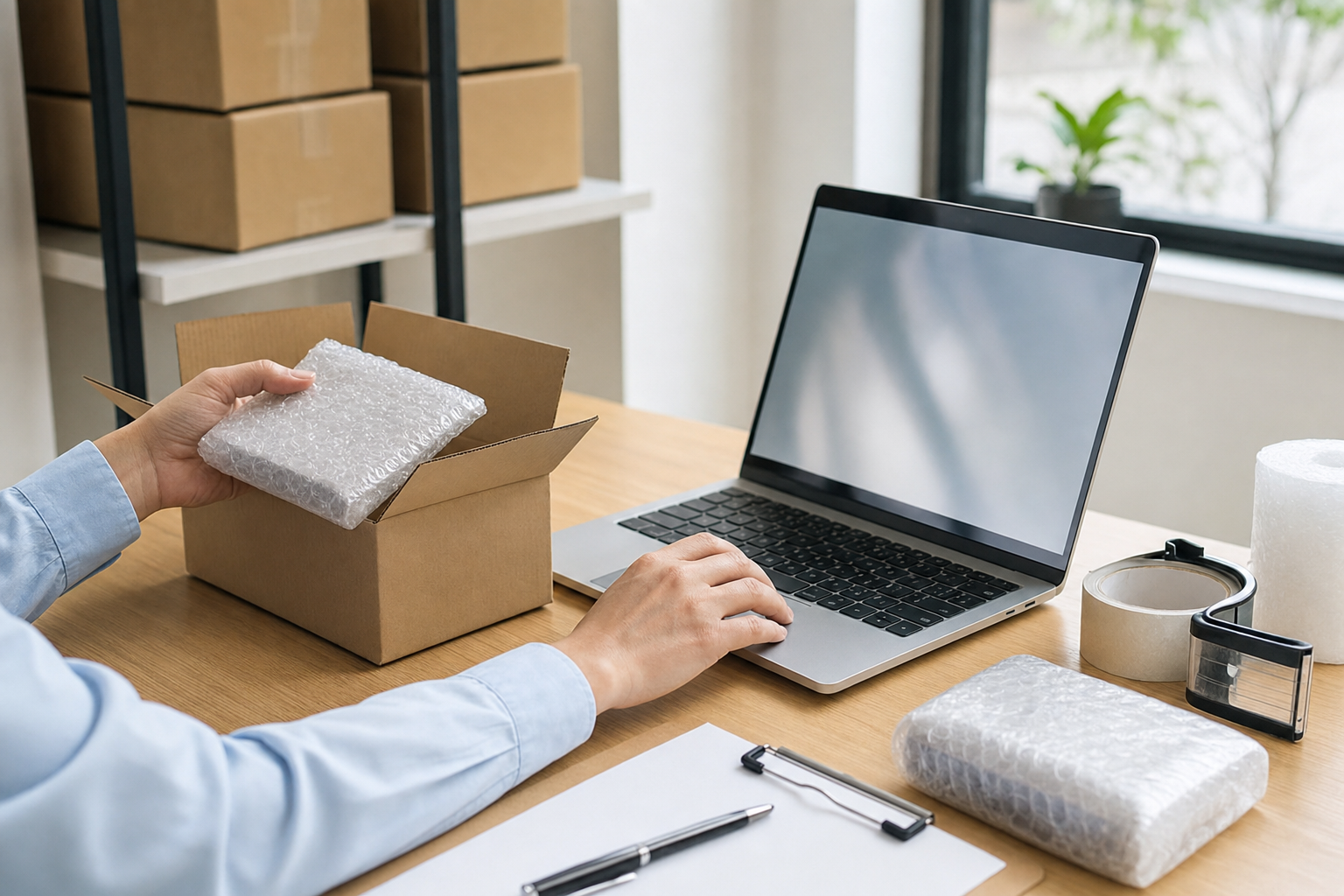 Depoda paket hazırlayan çalışanın eldeki ürünleri sipariş listesi ve stok kaydıyla kontrol etmesi